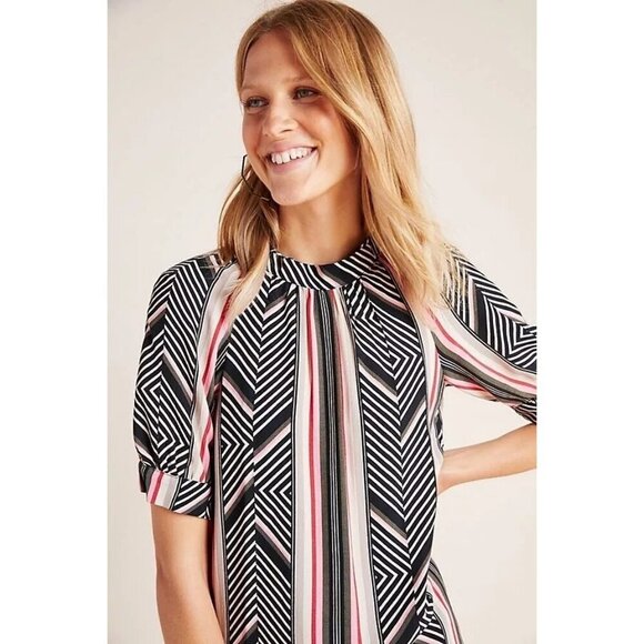 Anthropologie McKenzie Mock Neck Short Sleeve Pullover Tunic Muumuu Dress‎ Small - Picture 4 of 12